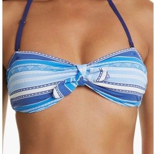 NWT Women's Sz Small Lemlem Blue Eshal Tie Front Bandeau Swimsuit Bikini Top